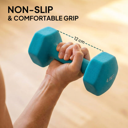 SPORTNOW Hex Dumbbells Set with Dumbbell Rack, Hand Weights for Home Gym Strength Training, 2 x 1kg, 2 x 2kg, 2 x 3kg, 2 x 4kg