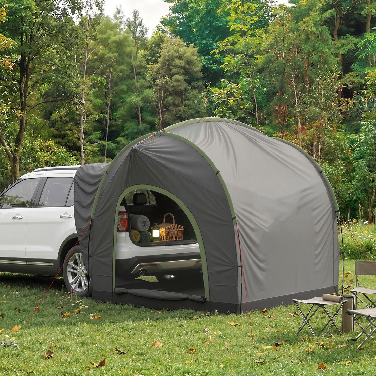 SUV Tailgate Car Tent | 2.35m Stand-Up Height | 3000mm Waterproof | Panoramic Mesh Doors | 5-15 Min Setup | Grey
