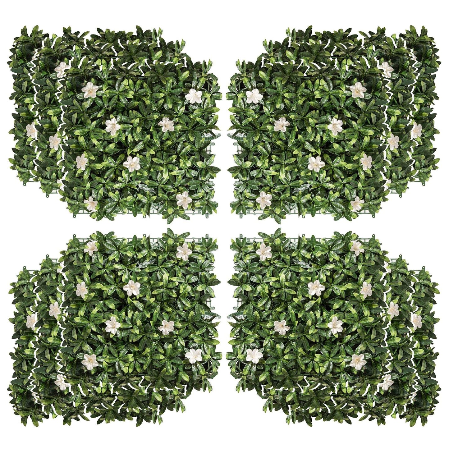 12 Piece Artificial Boxwood Wall Panels 20" x 20" Rhododendron Privacy Fence Screen Faux Hedge Greenery Backdrop for Garden Backyard Balcony