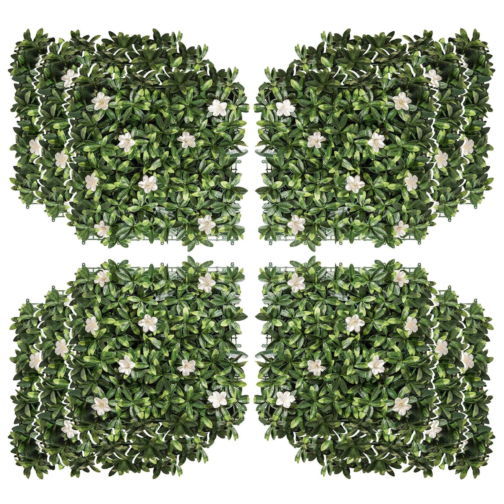 12 Piece Artificial Boxwood Wall Panels 20" x 20" Rhododendron Privacy Fence Screen Faux Hedge Greenery Backdrop for Garden Backyard Balcony