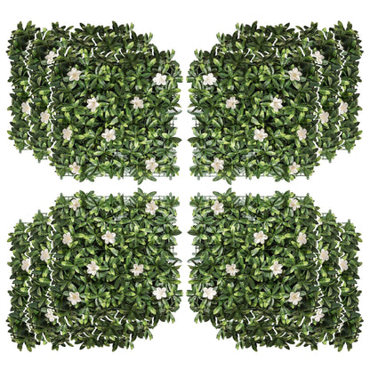 12 Piece Artificial Boxwood Wall Panels 20" x 20" Rhododendron Privacy Fence Screen Faux Hedge Greenery Backdrop for Garden Backyard Balcony