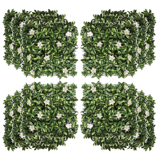 12 Piece Artificial Boxwood Wall Panels 20" x 20" Rhododendron Privacy Fence Screen Faux Hedge Greenery Backdrop for Garden Backyard Balcony