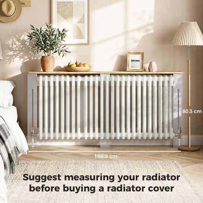 MDF Radiator Cover | Slatted Line Grill Design | Display Top | Wall Mountable | Fittings Included | 13kg | 172x19x81cm | Grey