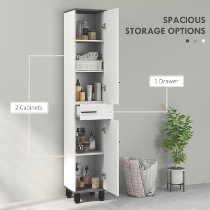190cm Slim Bathroom Storage Cabinet - White