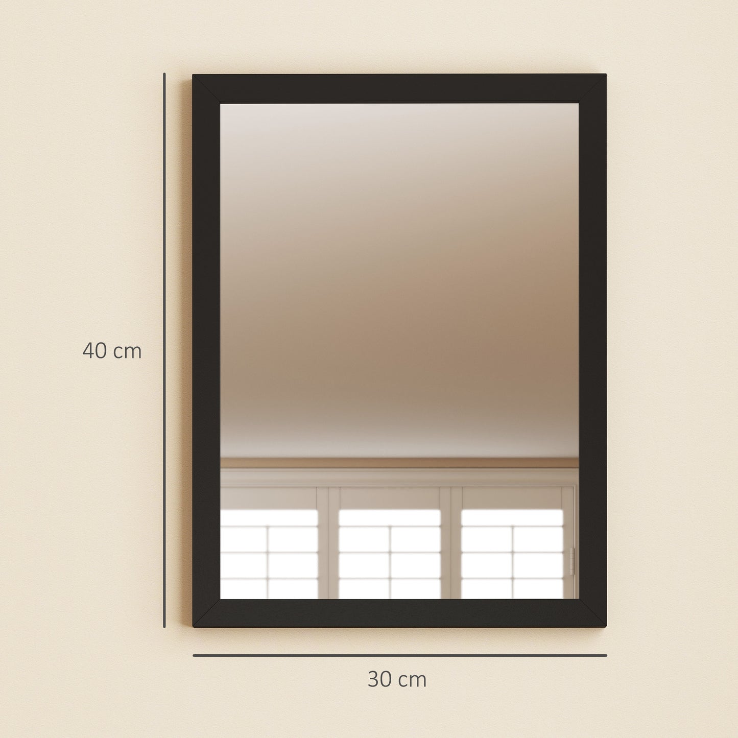 Set of 2 Wall Mirrors | Black Frame | 30 x 40 cm