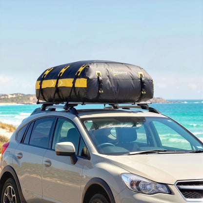 Car Roof Bag | 21 Cu Ft | 500D Waterproof | 7 Straps | No Roof Rack Needed | Reflective | Combination Lock | Yellow