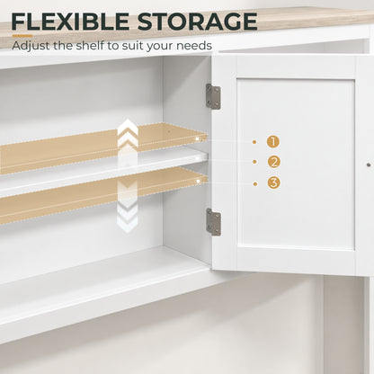 Kitchen Pantry Cabinet | 112W x 175H cm | Barn-Style Doors, Drawer, Spice Racks & Tilt-Out Bin Storage | White & Oak-Effect