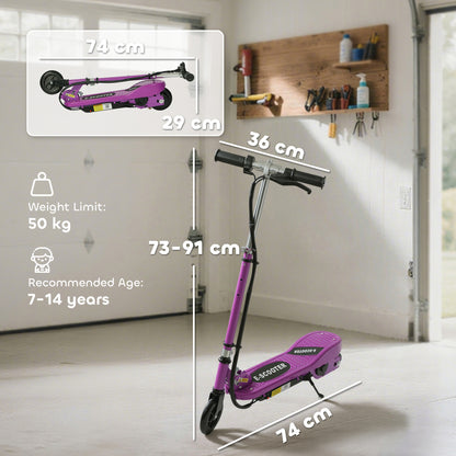 Foldable Electric Kids Scooter, Ride-on for Ages 7-14 Years, Purple