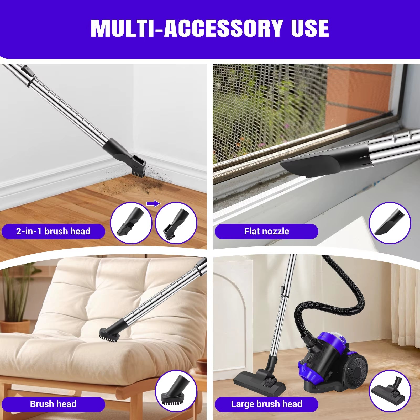 Dayplus Basics Cylinder Bagless Vacuum Cleaner With HEPA Filter for Hard Floor, Carpet & Car, Compact & Lightweight, 3800W, 1.5L