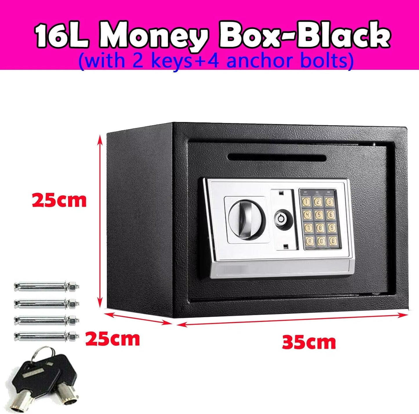 Safes for Home Fireproof Waterproof with 2 Manual Override Keys,Security Safe Cash Box with Double Digital Keypad and Key