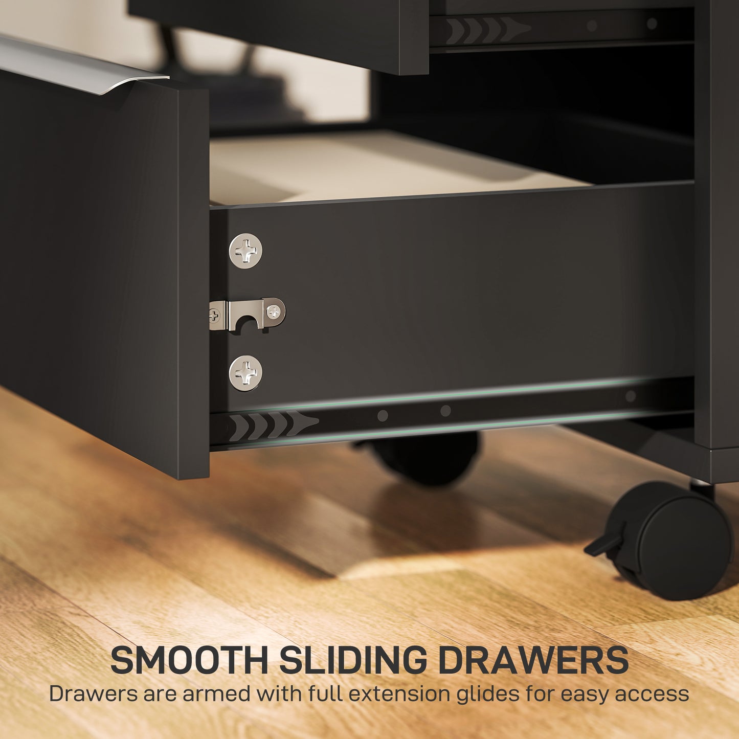 Three-Drawer Locking Filing Cabinet Unit - Black