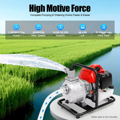 2-Stroke Petrol Engine Water Transfer Pump With Filter, for Irrigation, Drainage, Water Intake Work