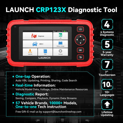 LAUNCH X431 CRP123X Scanner OBDII Automotive Scan Tools Four System Diagnosis Auto Professional OBD2 Diagnostic Scanner