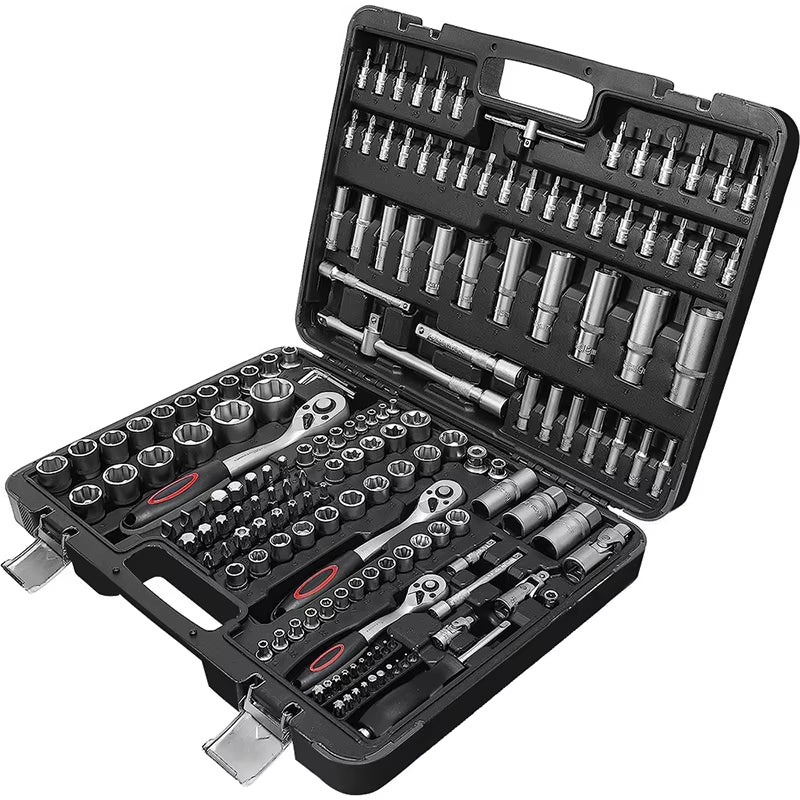 171 Piece Socket Wrench Set Car Repair Tool Ratchet Torque Wrench Combo Kit 1/4 3/8 1/2 Ratchet Spanner Screwdriver Bits