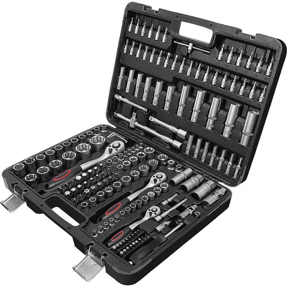 171 Piece Socket Wrench Set Car Repair Tool Ratchet Torque Wrench Combo Kit 1/4 3/8 1/2 Ratchet Spanner Screwdriver Bits