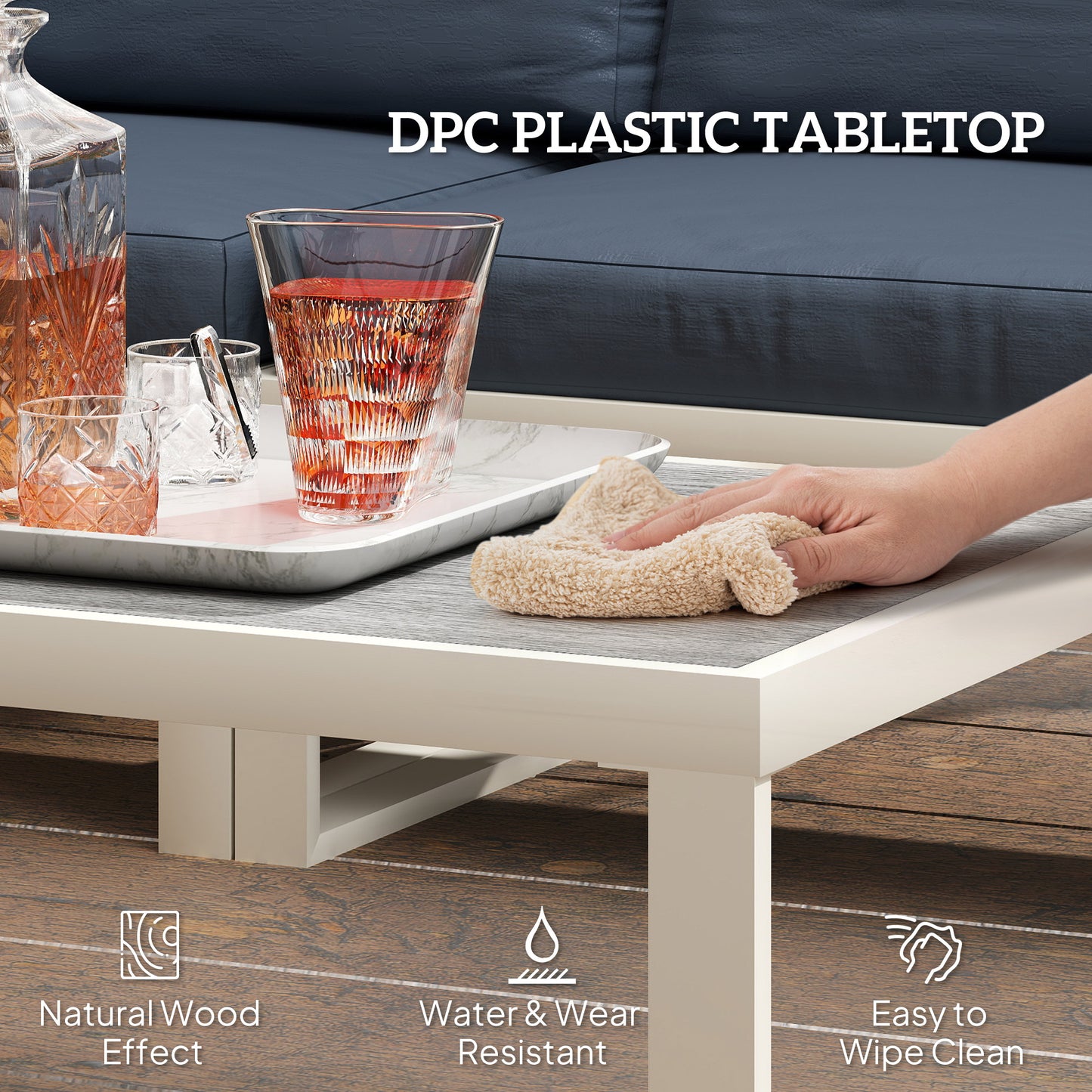 Outsunny Four-Piece L Shaped Garden Furniture Set with 5-Level Adjustable Lounger - Grey