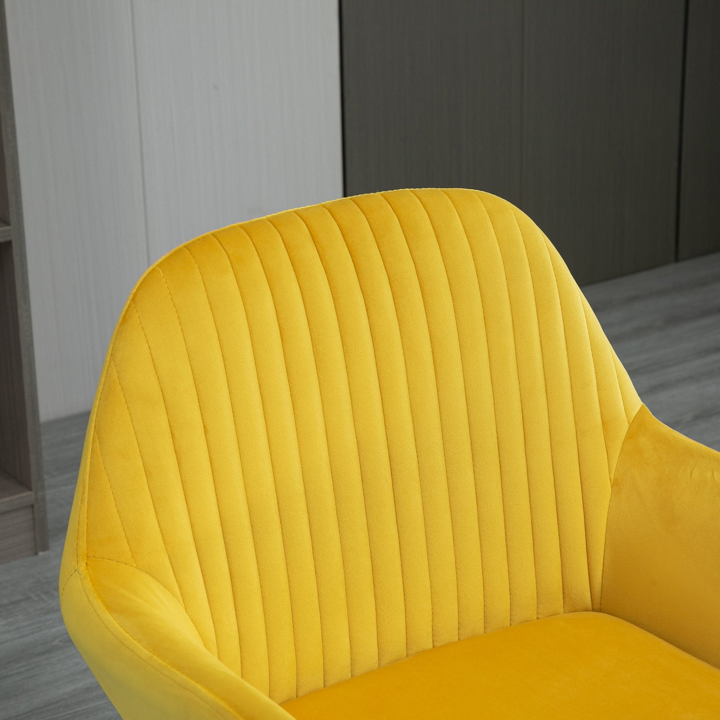 Velvet Tub Accent Chair & Glass Side Table Set | Black & Yellow