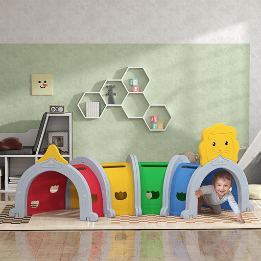 Kids Play Tunnel for 3-6 Years Crawl and Climb, Lion Design, Indoor & Outdoor