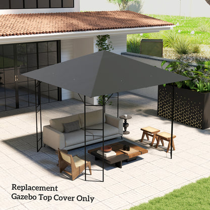 Outsunny 3 x 3(m) Gazebo Canopy Replacement Cover, Garden Gazebo Roof Replacement with Drain Holes, Water Resistant PVC Coating, 370g/㎡, UPF30+, TOP COVER ONLY, Grey