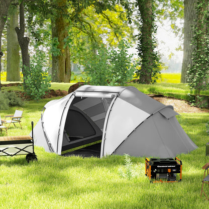 Outsunny 4-6 Man UV Protection Camping Tent - Charcoal Grey and White / Green and White