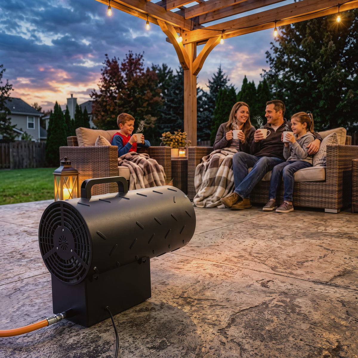15 kW Gas Space Heater | 51,000 BTU Portable Forced-Air Fan | Workshop, Garage & Patio Heating | 150 m² | Black