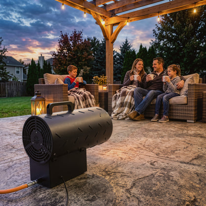 15 kW Gas Space Heater | 51,000 BTU Portable Forced-Air Fan | Workshop, Garage & Patio Heating | 150 m² | Black