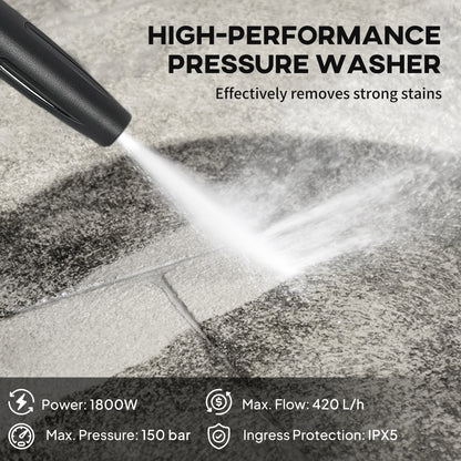 Outsunny 150-Bar Pressure Washer, with Accessories - Red/Black