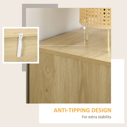 Chest of Four Rattan Weave Panel Drawers - Wood-Effect