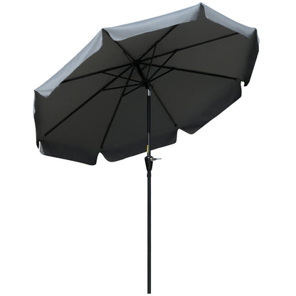 Outsunny 2.66m Patio Umbrella Garden Parasol Outdoor Sun Shade Table Umbrella with Ruffles, 8 Sturdy Ribs