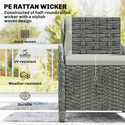 5 Piece Rattan Garden Furniture Set | 2 Reclining Chairs & 2 Footstools | Side Table | 90-135° Backrest | Aluminium Frame | Washable Cushions | 120kg | Cream White