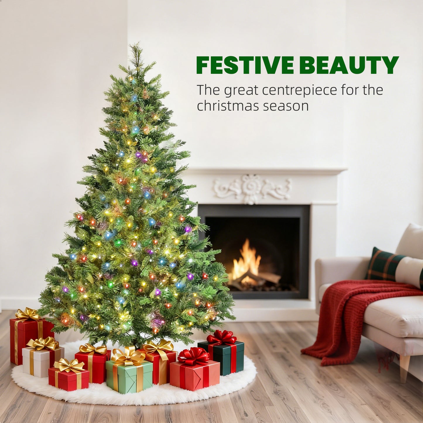 180cm Carolina Pine Christmas Tree with Colourful DIY Synchronized LED Lights and Remote