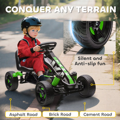 AIYAPLAY Pedal Go kart for Kids Ages 3-6 Years, with Automatic Clutch, Brake, EVA Anti-Slip Wheels, Green / Red / Pink / Blue