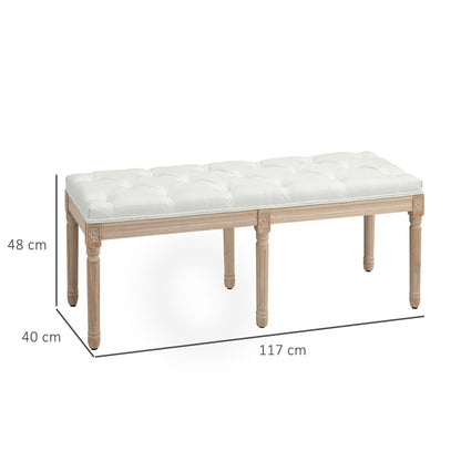 Retro Vintage Style French Look Bed End Bench - Cream White