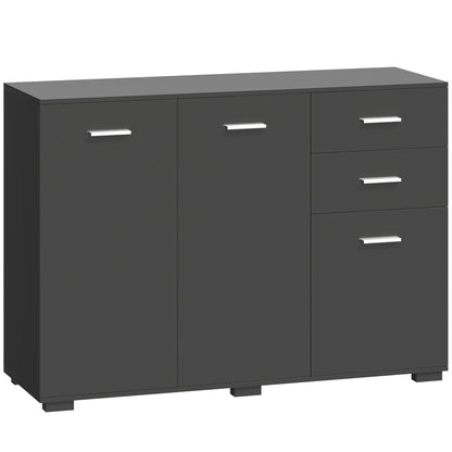 Sideboard, Modern Storage Cabinet with 2 Drawers, 3 Doors and Adjustable Shelves, Black / White