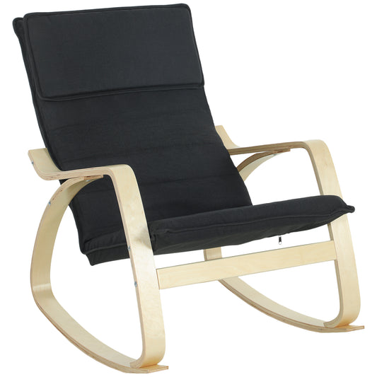Lounge Chair, Comfortable Relax Rocking Chair with Headrest, 67W x 92D x 89H cm, Black