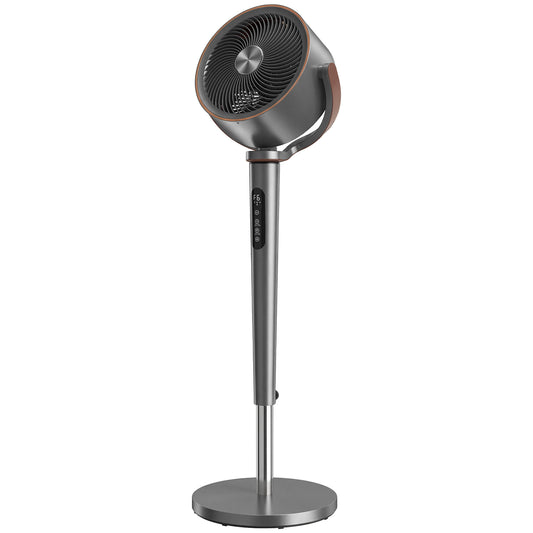 BLDC Pedestal Air Circulator Fan | 20dB Sleep Mode | 717 CFM | 12 Speeds | 3D Oscillation 70°+90° | Night Light & Aromatherapy | Washable Grill | 5m Remote | 12H Timer | 50W | 116.5cm | Grey
