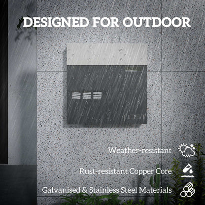 Wall Mounted Post Box with Viewing Window,  Modern Galvanised Steel Mailbox with Copper Core, Weatherproof Letterbox Charcoal Grey