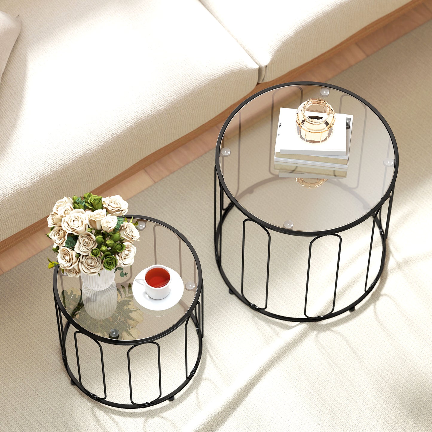 Elliptical Cut-Out Nesting Tables - Black