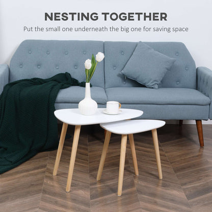 Wingback Rocking Chair & 2 Nesting Coffee Tables Set | Soft Fleecy Upholstery | High Back | Wooden Rocking Base | Scandi-Style Legs | MDF Tabletops | 120kg Capacity | White & Dark Grey