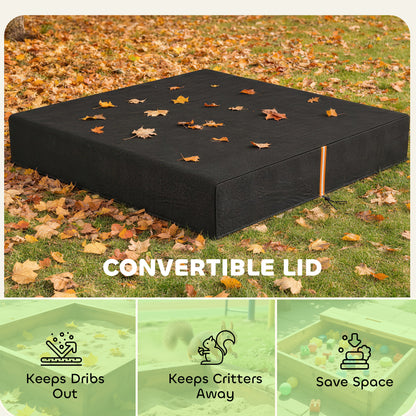 Sandpit Cover Waterproof & UV Protection – 420D Oxford Cloth, Dual Drawstring & Elastic Fix, Reflective Strips, Fits 123–127cm Sandpits, Storage Bag Included – Black