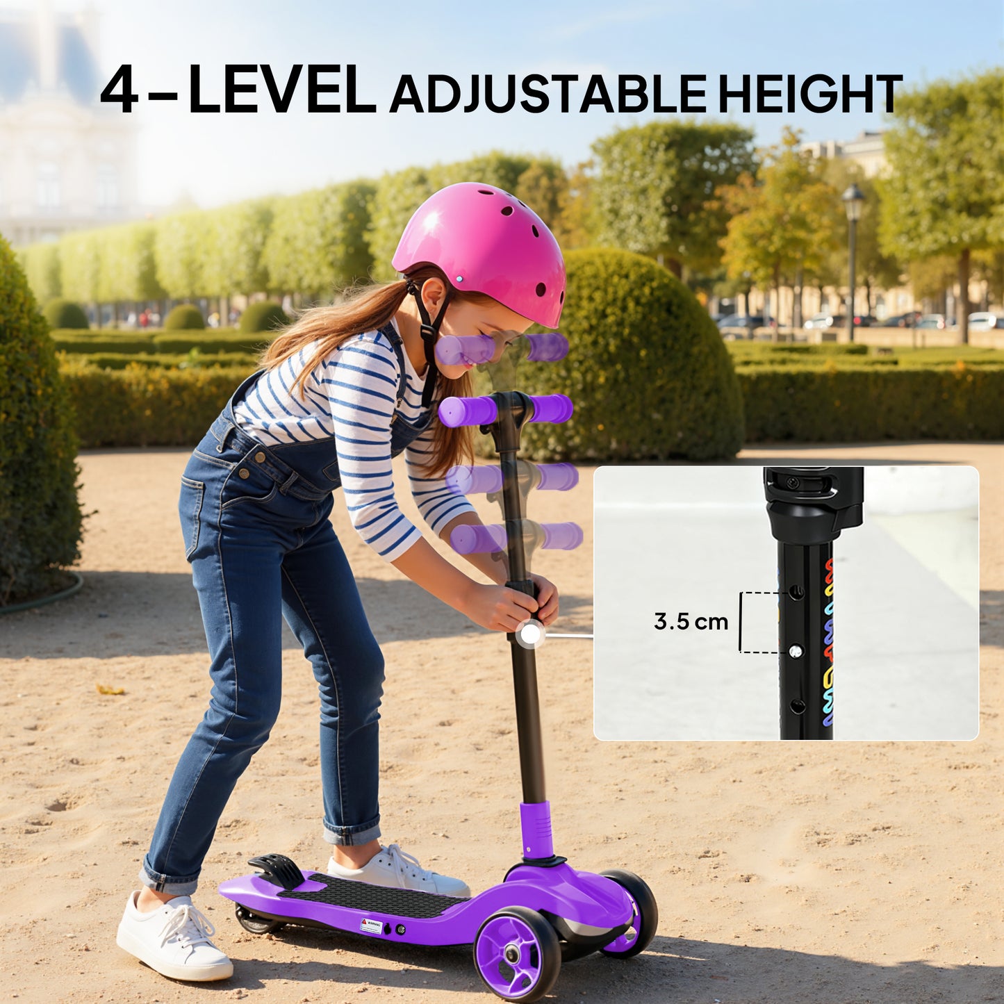 AIYAPLAY Three-Wheel Foldable Electric Scooter for Kids Aged 6-10 Years, Purple / Yellow / Pink / Blue