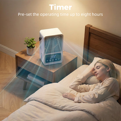 Desk Fan with Mist Humidifier & RGB Light | 550ml Top-Fill Tank | 3 Speeds | 2-Level Mist | Touch Panel | Black