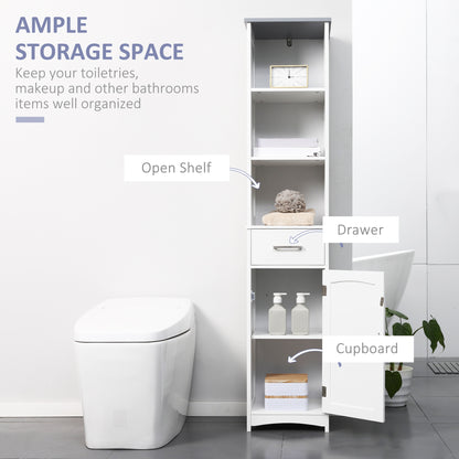 Kleankin Bathroom Furniture Set with Adjustable Shelves, Tall Bathroom Storage Cabinet with Open Shelves, Bathroom Floor Cabinet with Drawers, Pedestal Sink Cabinet, White