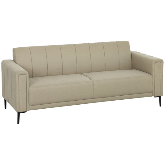3 Seater Sofa, Modern Fabric Sofa Couch, Channel Tufted Upholstered Sofa Settee for Living Room, Guest Room, Bedroom, Home Office