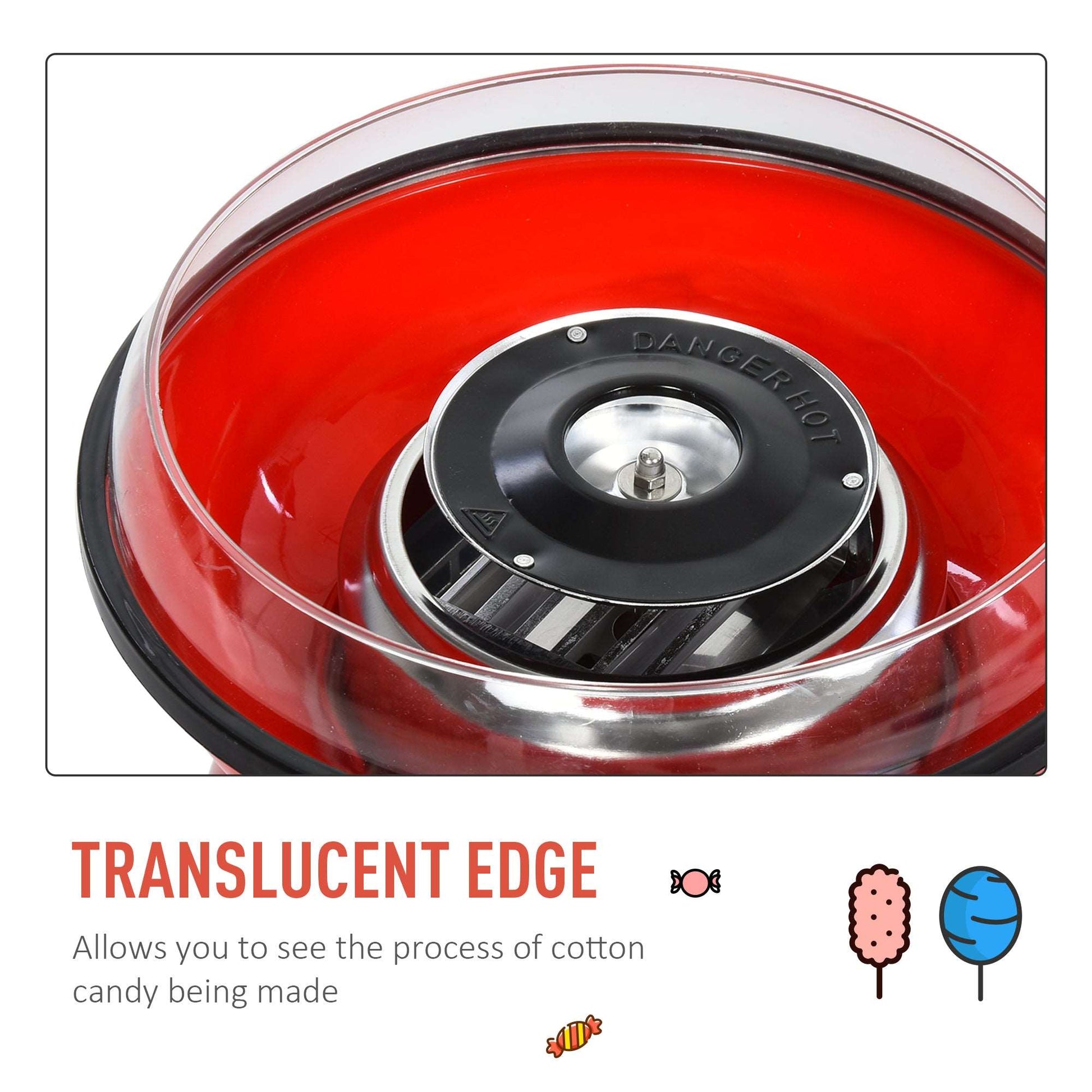 450W Electric Candyfloss Machine Kit Non-Stick Plates Fairground Fun Children Adult Party Gift Home Sweet Metal Body w/ Accessories