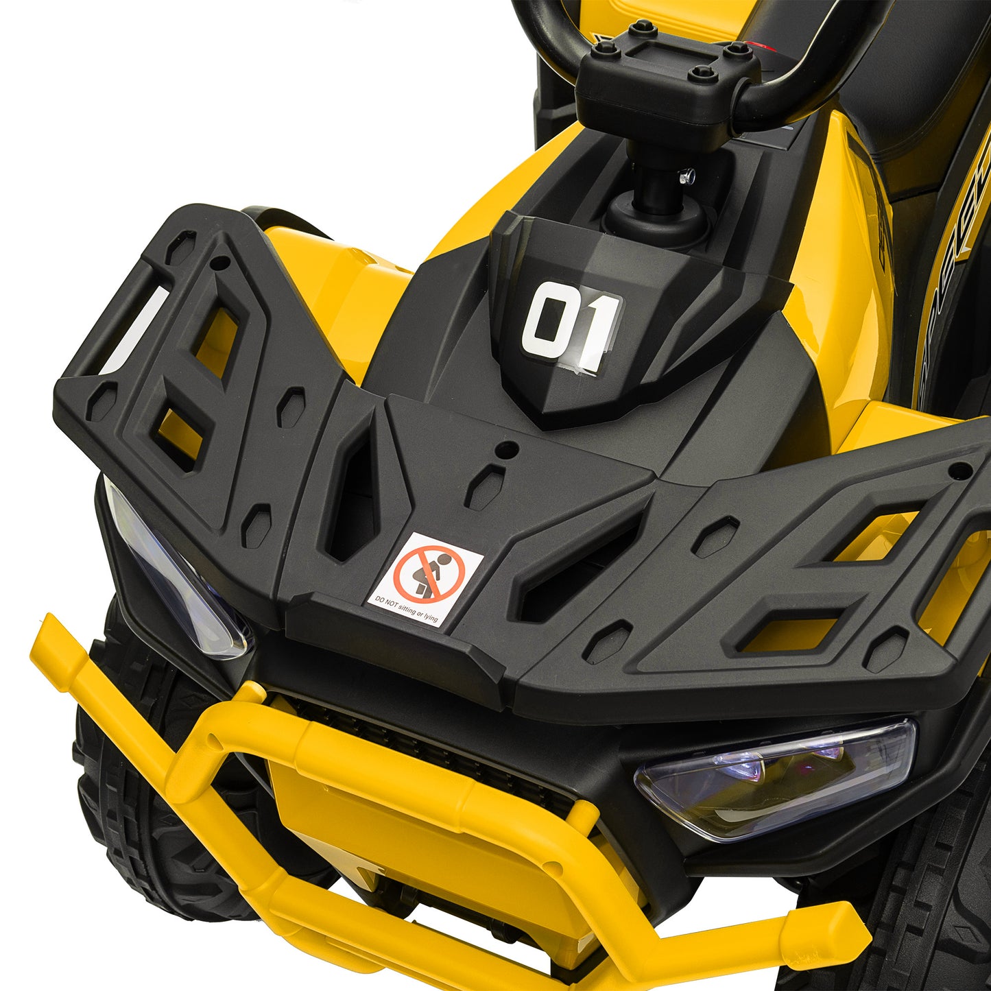 12V Kids Electric Ride on ATV, Battery Powered Quad Bike w/ Spring Suspension, Forward Backward, Storage Basket - Yellow