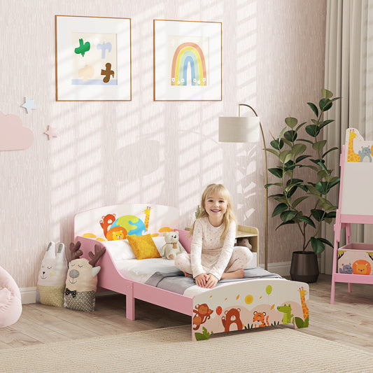Cute Animal-Themed Toddler Bed w/ Safety Rails, 143 x 77 x 60cm