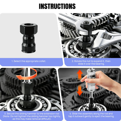 8-32MM Puller Bearing Removal Tool Blind Hole Inner Internal Bearing Puller Tool Set with Slide Hammer and Expandable Collets for Auto & Motorcycle Special Automotive Repair Tool