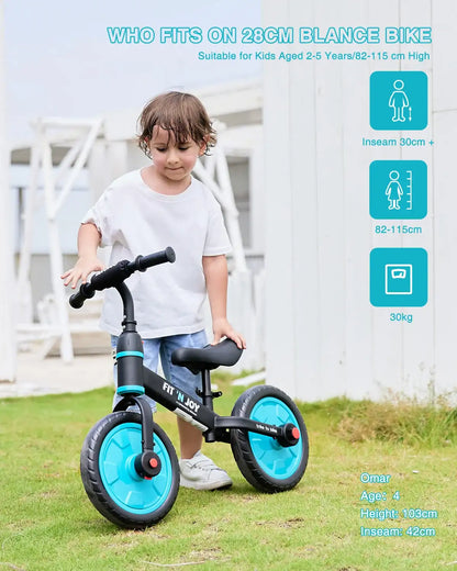 UBRAVOO Fit 'n Joy Beginner Toddler Training Bicycle 4-in-1 Kids Balance Bike With Pedals & Training Wheels Stabilisers For Boys Girls Age 2 - 4
