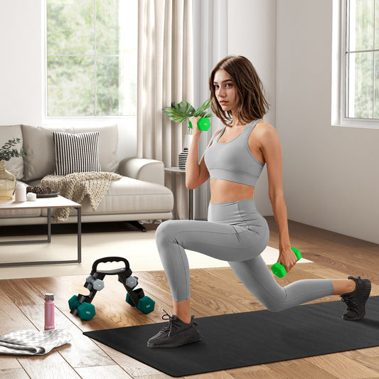 SPORTNOW Dumbbells Set W/ Carry Storage Rack, Set of 6 Weights for Home Gym Kettlebell Training Weight Lifting Exercise, 2 x 1kg, 2 x 3kg, 2 x 5kg